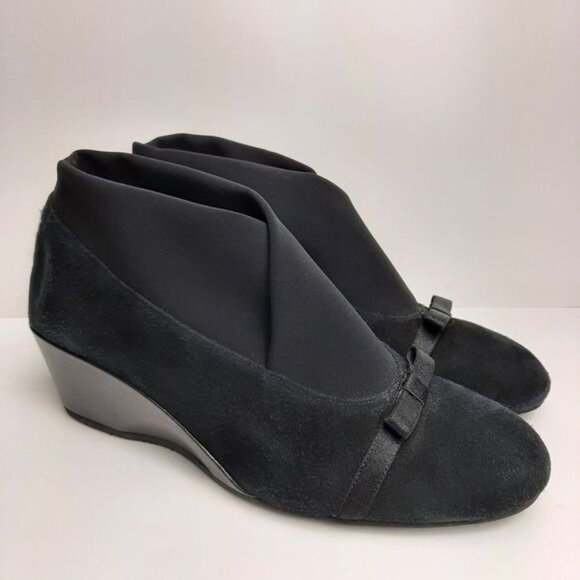 THIERRY RABOTIN Suede Slip-On Wedge Pumps Shoes w/ Bow Sz 8 | Eur 39 - Picture 2 of 12